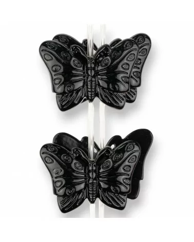 Perline Di Resina A Filo Farfalla Monofaccia 40x27mm 11pz Nero-RESINA A FILO | Worldofjewel.com