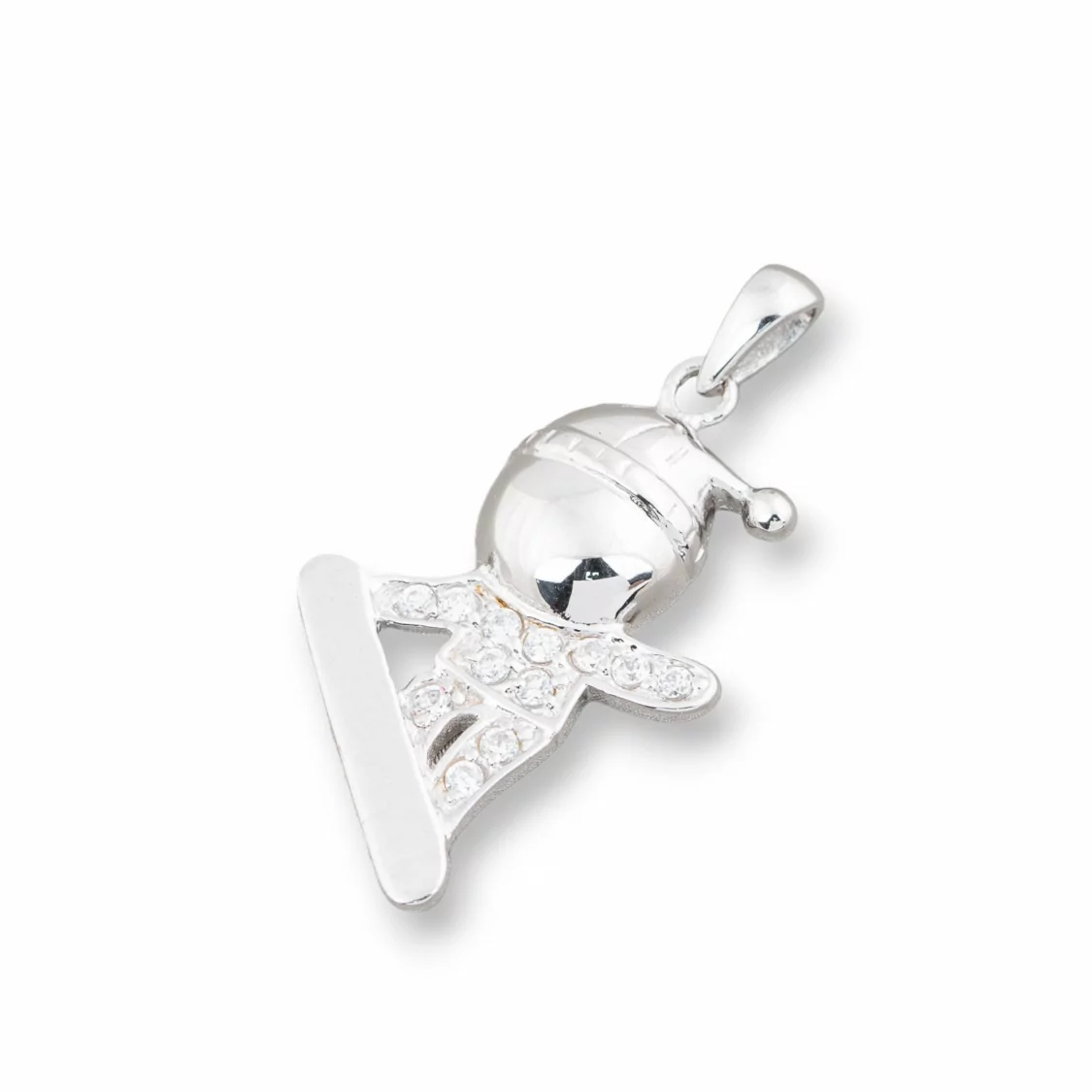 Ciondolo Pendente Charms Di Argento 925 Bimbo E Snowboard Con Zirconi 15x30mm-ARGENTO 925 DESIGN ITALY | Worldofjewel.com