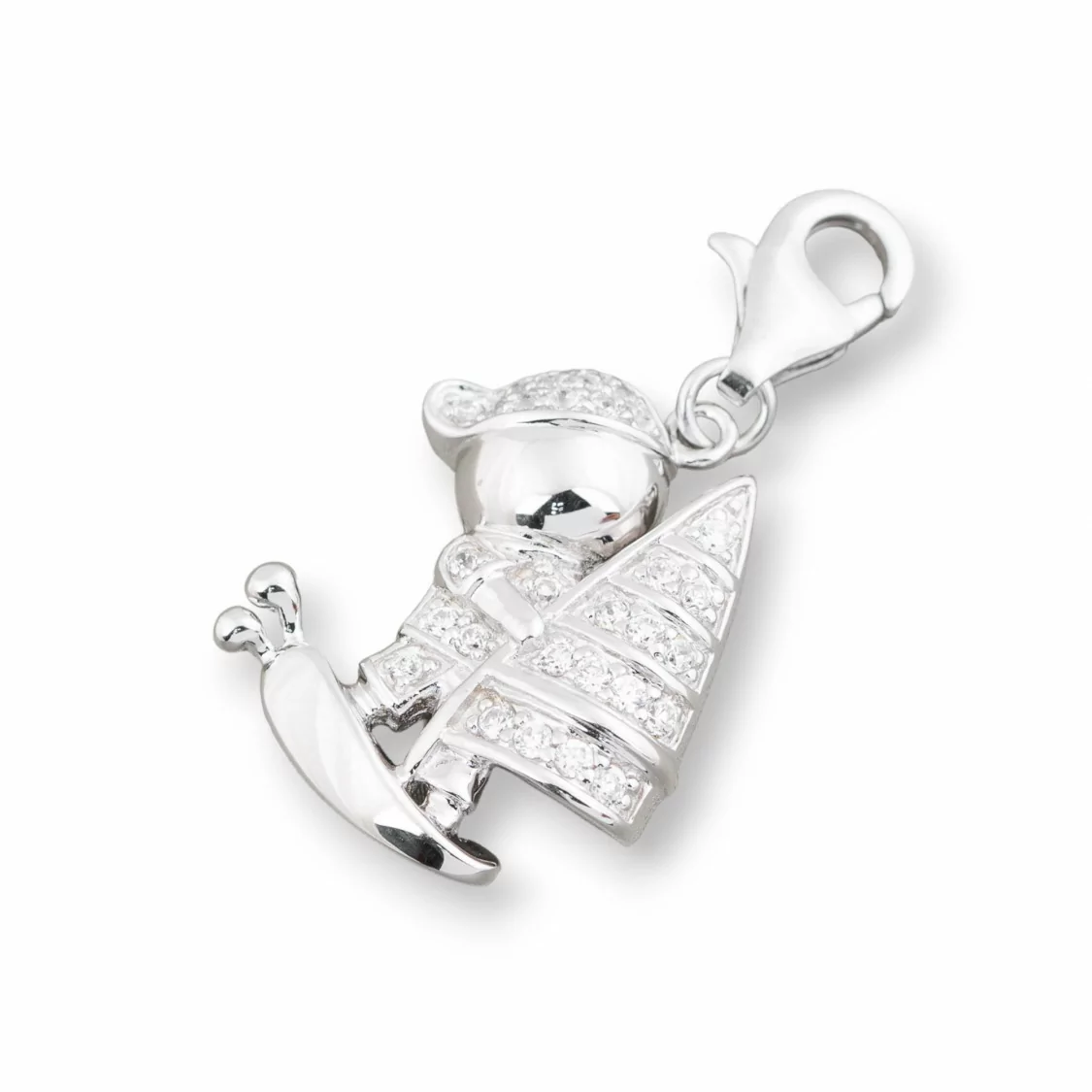 Ciondolo Pendente Charms Di Argento 925 Con Moschettone Bimbo E Barchetta Con Zirconi 18x33mm-ARGENTO 925 DESIGN ITALY | Worldofjewel.com