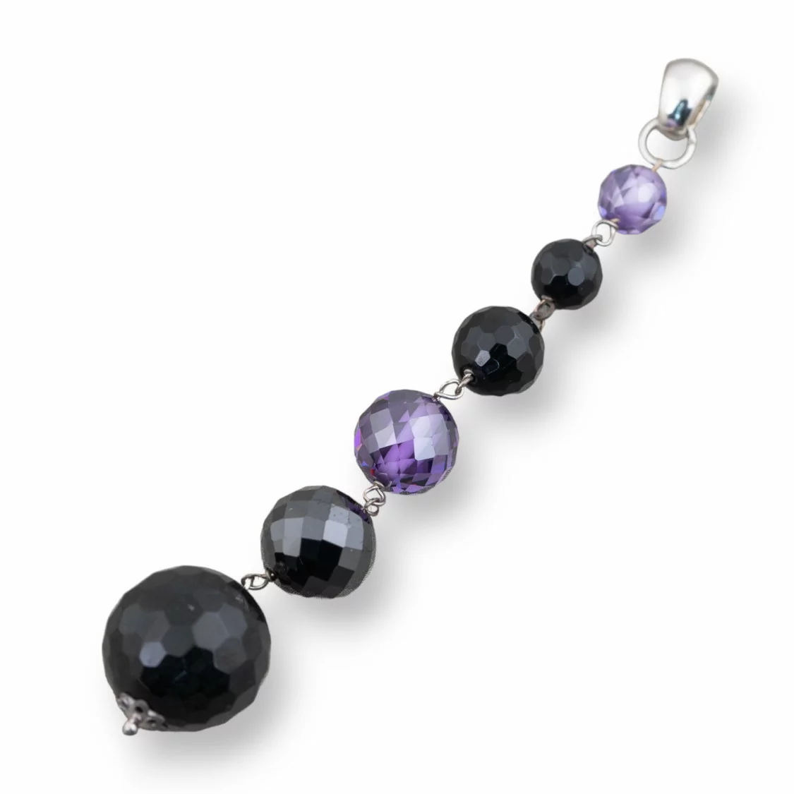 Ciondolo Pendente Di Argento 925 Con Zirconi Gradazione Nero E Viola-ARGENTO 925 DESIGN ITALY | Worldofjewel.com