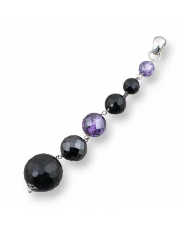 Ciondolo Pendente Di Argento 925 Con Zirconi Gradazione Nero E Viola-ARGENTO 925 DESIGN ITALY | Worldofjewel.com