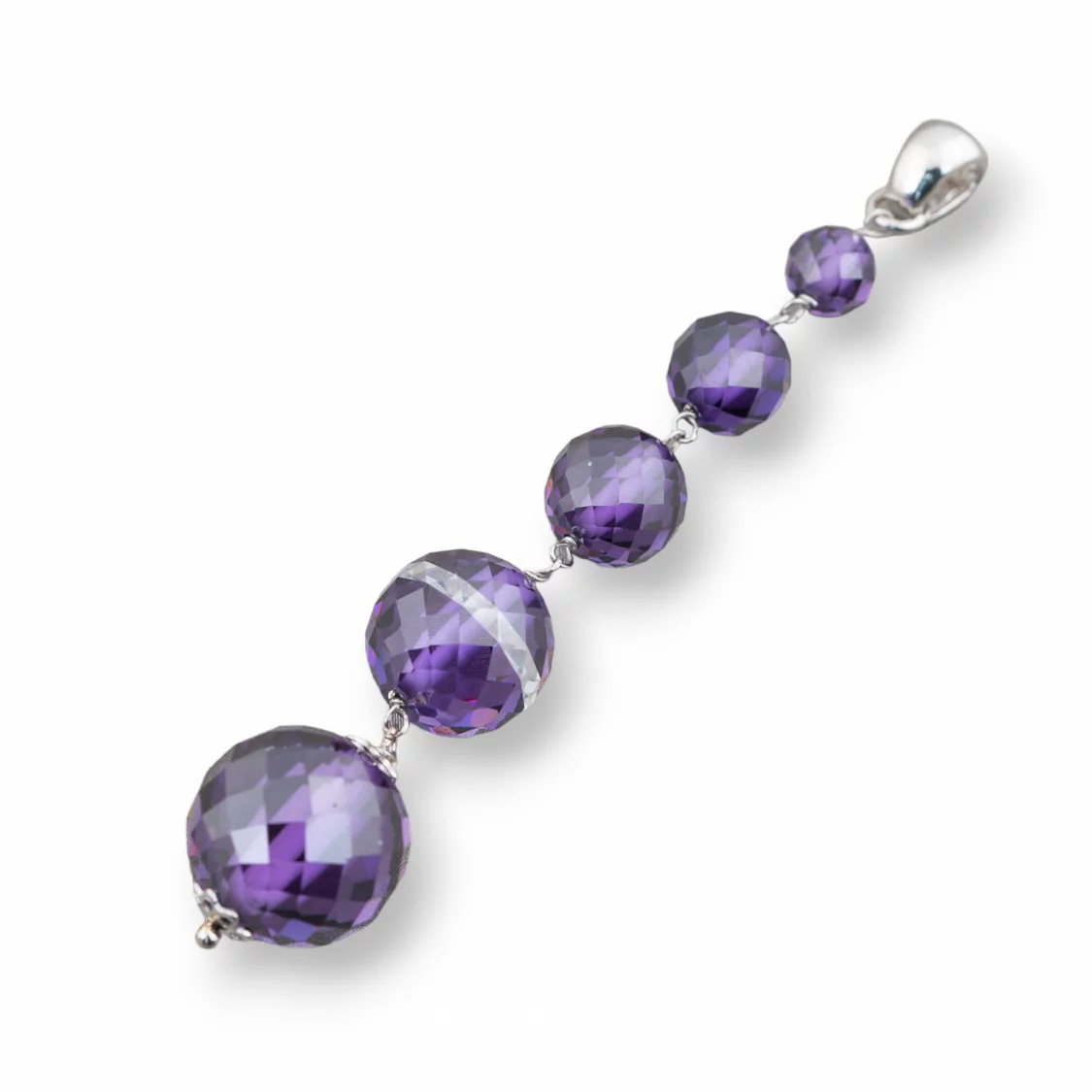 Ciondolo Pendente Di Argento 925 Con Zirconi Gradazione Viola-ARGENTO 925 DESIGN ITALY | Worldofjewel.com