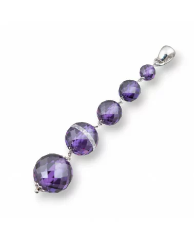 Ciondolo Pendente Di Argento 925 Con Zirconi Gradazione Viola-ARGENTO 925 DESIGN ITALY | Worldofjewel.com