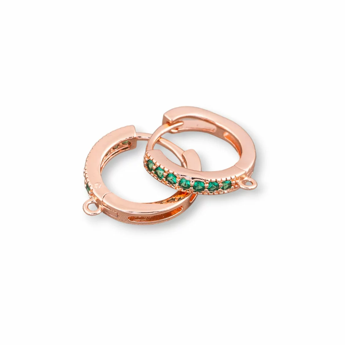 Base Per Orecchini Di Bronzo Con Zirconi A Cerchietto 6 Paia Oro Rosa Verde-BASI DI OTTONE E BRONZO | Worldofjewel.com