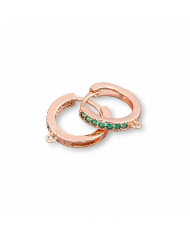 Base Per Orecchini Di Bronzo Con Zirconi A Cerchietto 6 Paia Oro Rosa Verde-BASI DI OTTONE E BRONZO | Worldofjewel.com