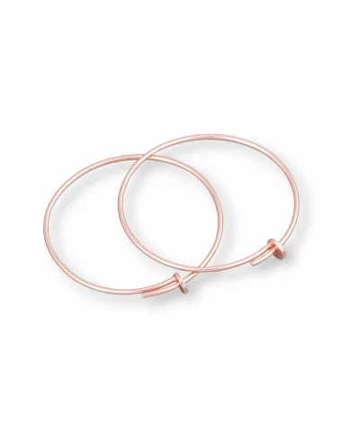 Base Per Orecchini Di Argento 925 Cerchio Liscio 26mm 5 Paia Oro Rosa-BASI DI ARGENTO 925 | Worldofjewel.com