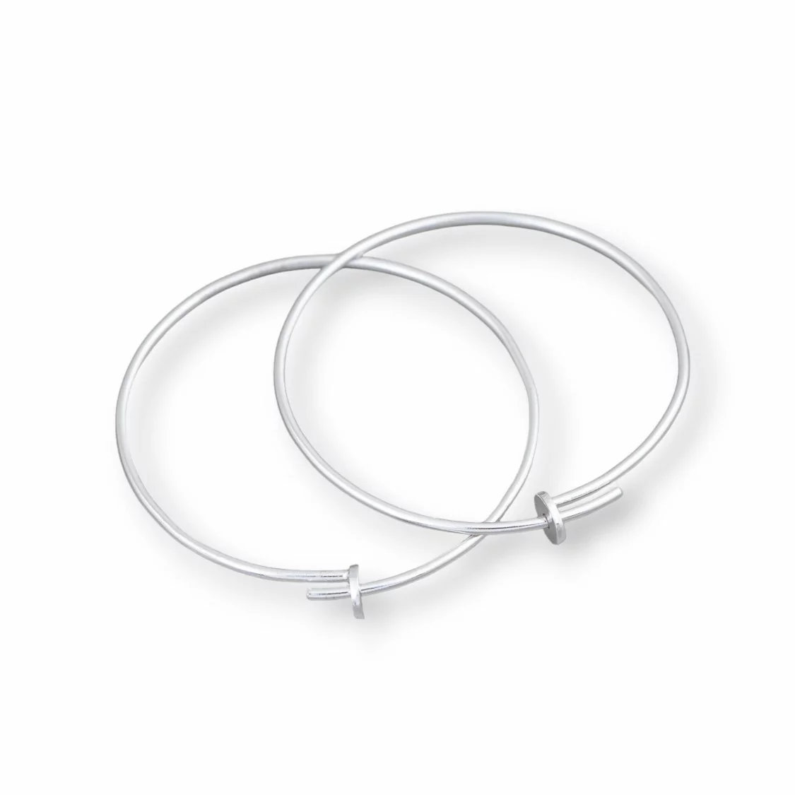 Base Per Orecchini Di Argento 925 Cerchio Liscio 30mm 5 Paia Rodiato-BASI DI ARGENTO 925 | Worldofjewel.com