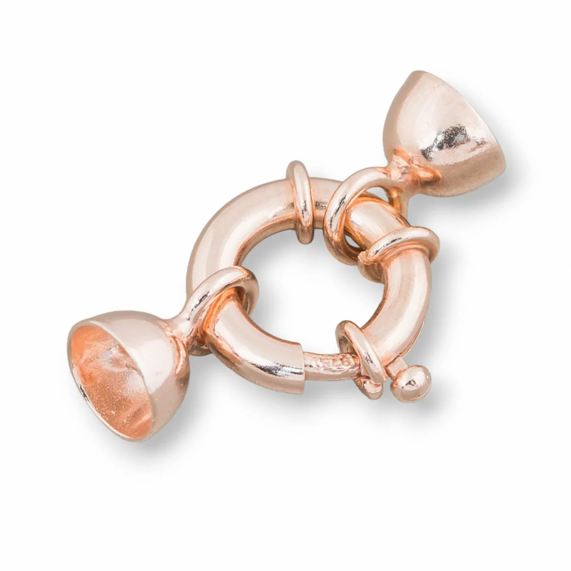 Chiusura Di Argento 925 Anello A Molla 12mm Canna 3mm Coppette 7mm 2pz Oro Rosa-CHIUSURE DI ARGENTO | Worldofjewel.com