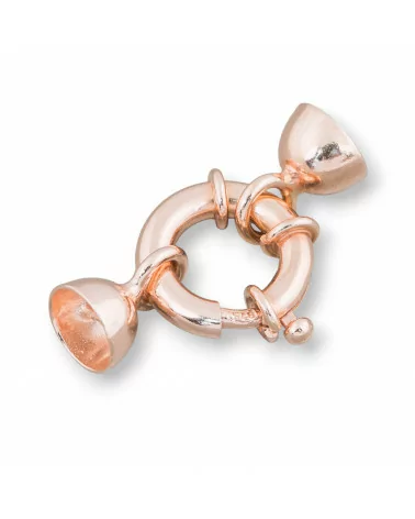 Chiusura Di Argento 925 Anello A Molla 12mm Canna 3mm Coppette 7mm 2pz Oro Rosa-CHIUSURE DI ARGENTO | Worldofjewel.com