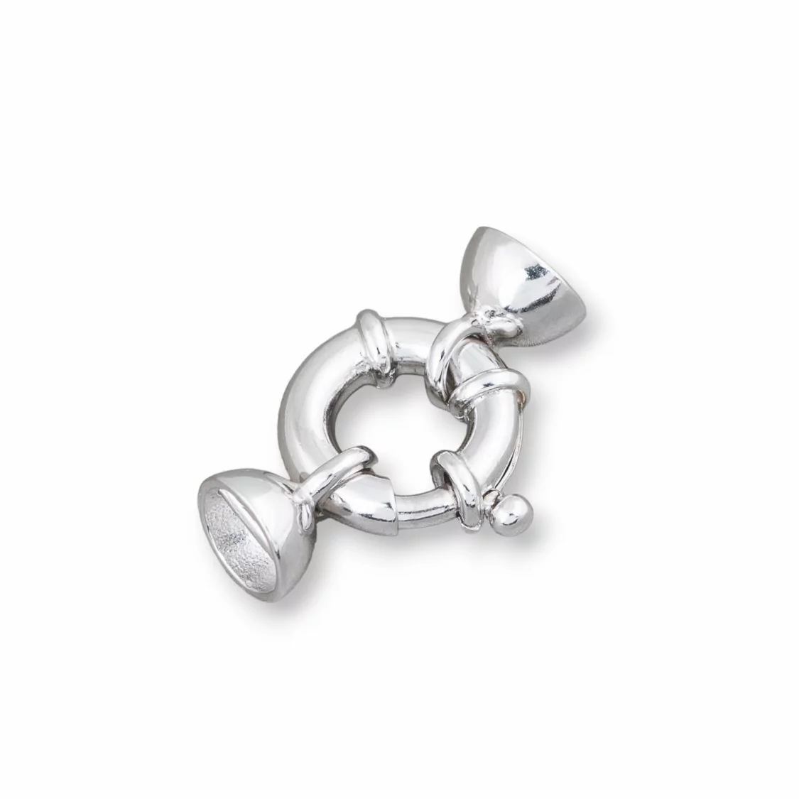 Chiusura Di Argento 925 Anello A Molla 12mm Canna 3mm Coppette 7mm 2pz Rodiato-CHIUSURE DI ARGENTO | Worldofjewel.com