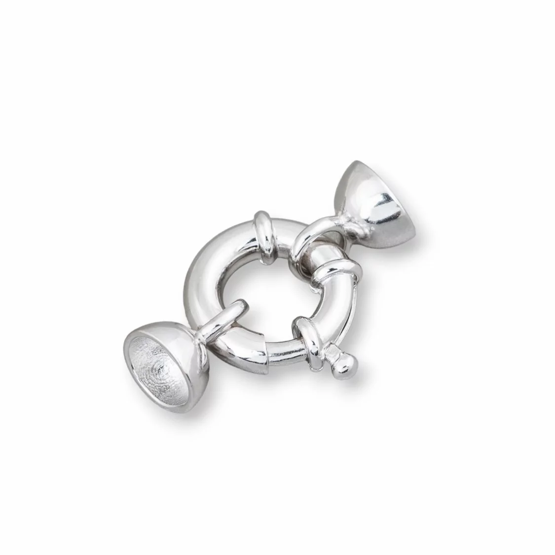 Chiusura Di Argento 925 Anello A Molla 14mm Canna 3,5mm Con Coppette 8mm 1pz Rodiato-CHIUSURE DI ARGENTO | Worldofjewel.com