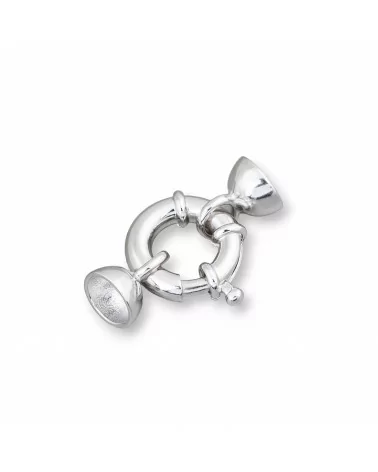 Chiusura Di Argento 925 Anello A Molla 14mm Canna 3,5mm Con Coppette 8mm 1pz Rodiato-CHIUSURE DI ARGENTO | Worldofjewel.com