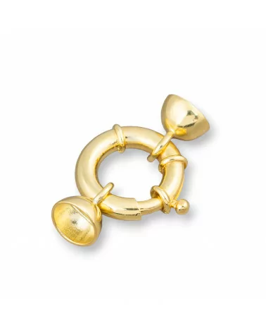 Chiusura Di Argento 925 Anello A Molla 20mm Canna 4mm Con Coppette 10mm 1pz Dorato-CHIUSURE DI ARGENTO | Worldofjewel.com