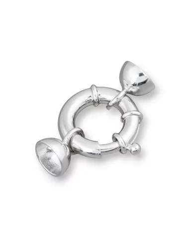 Chiusura Di Argento 925 Anello A Molla 20mm Canna 4mm Con Coppette 10mm 1pz Rodiato-CHIUSURE DI ARGENTO | Worldofjewel.com