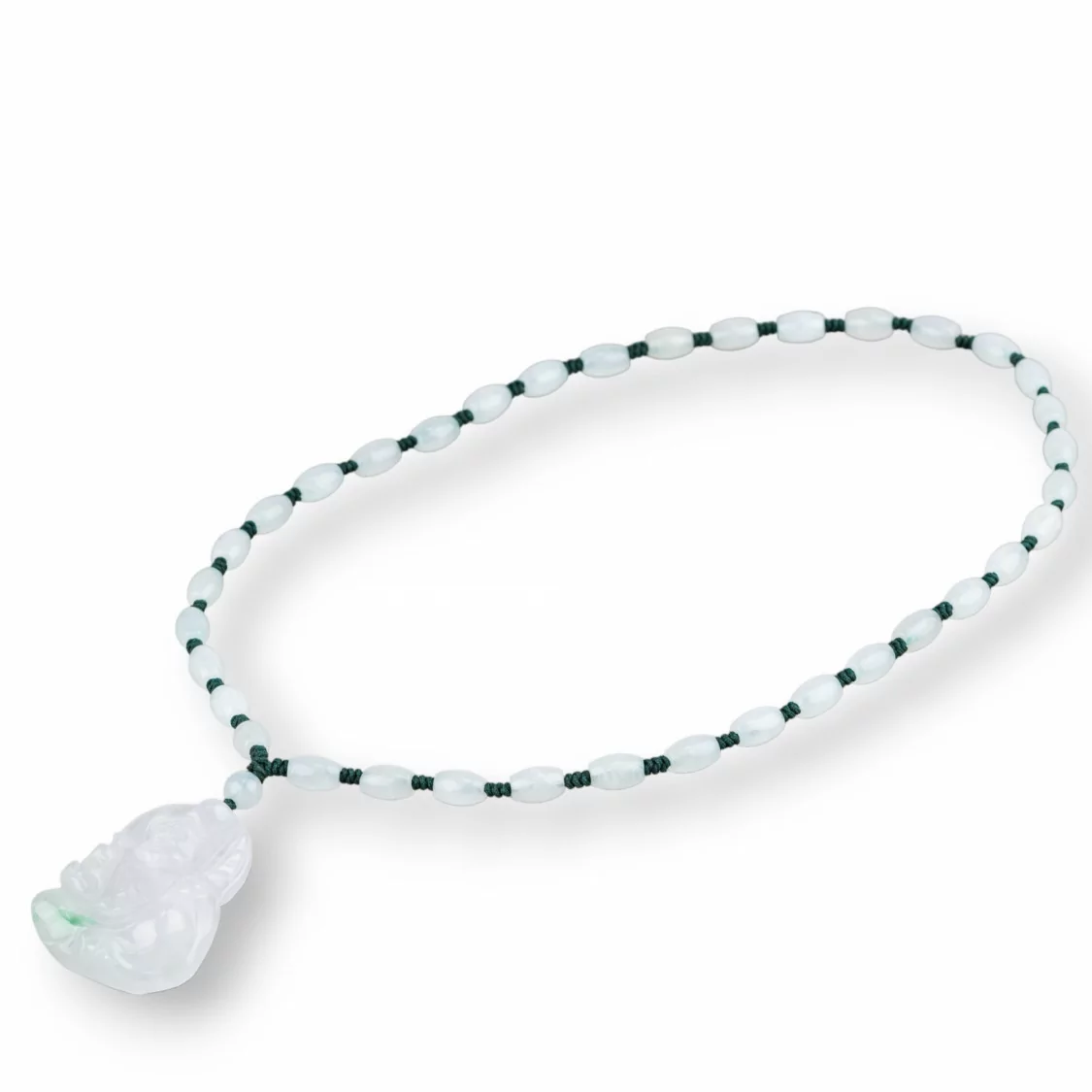 Collana Bijoux Con Nodi Di Giada Burma E Pendente Di Giada Incisa 60+5cm MOD1-OFFERTE COLLANE | Worldofjewel.com