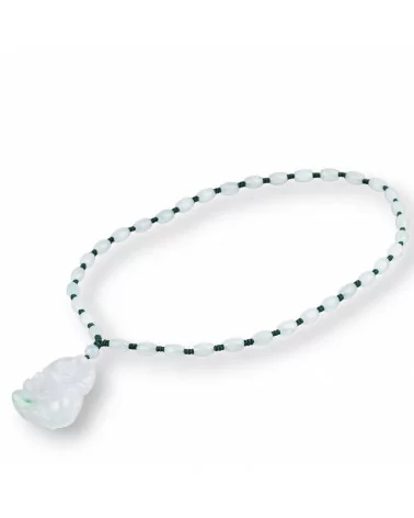 Collana Bijoux Con Nodi Di Giada Burma E Pendente Di Giada Incisa 60+5cm MOD1-OFFERTE COLLANE | Worldofjewel.com