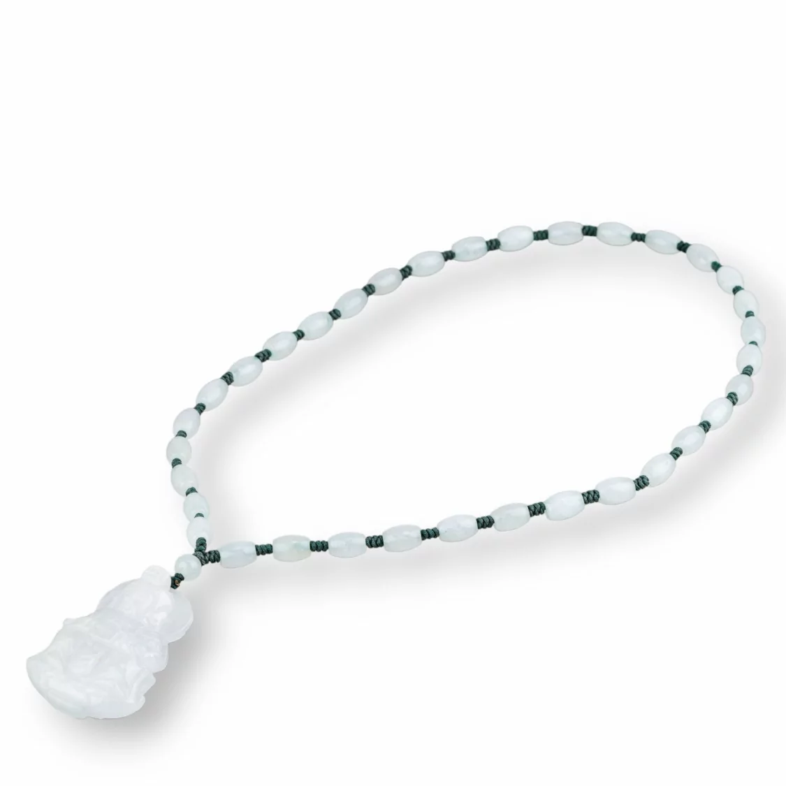 Collana Bijoux Con Nodi Di Giada Burma E Pendente Di Giada Incisa 60+5cm MOD2-OFFERTE COLLANE | Worldofjewel.com