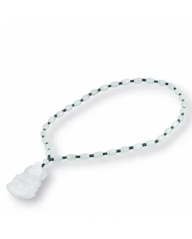 Collana Bijoux Con Nodi Di Giada Burma E Pendente Di Giada Incisa 60+5cm MOD2-OFFERTE COLLANE | Worldofjewel.com