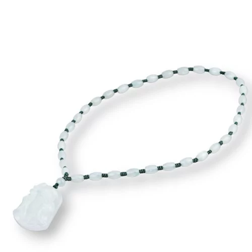 Collana Bijoux Con Nodi Di Giada Burma E Pendente Di Giada Incisa 60+5cm MOD3-OFFERTE COLLANE | Worldofjewel.com