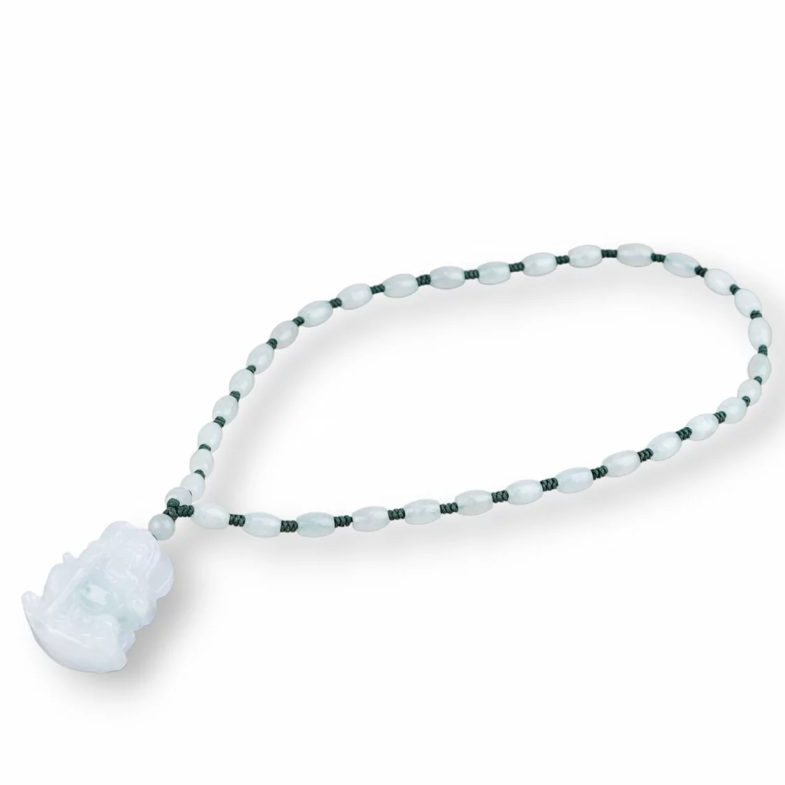 Collana Bijoux Con Nodi Di Giada Burma E Pendente Di Giada Incisa 60+5cm MOD4-OFFERTE COLLANE | Worldofjewel.com