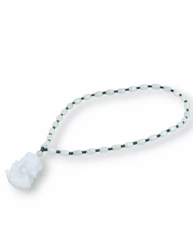 Collana Bijoux Con Nodi Di Giada Burma E Pendente Di Giada Incisa 60+5cm MOD4-OFFERTE COLLANE | Worldofjewel.com