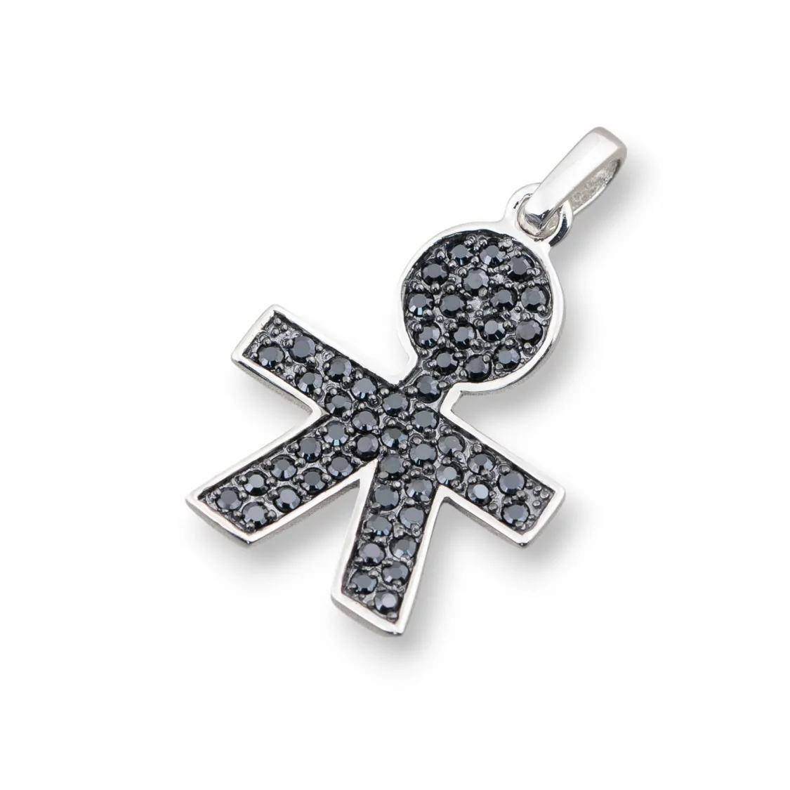 Pendenti Di Argento 925 Bimbo Con Zirconi Neri 21x33mm-ARGENTO 925 DESIGN ITALY | Worldofjewel.com