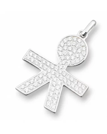 Pendenti Di Argento 925 Bimbo Grande Con Zirconi 31x45mm-ARGENTO 925 DESIGN ITALY | Worldofjewel.com