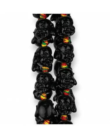 Resina Buddha 15x13mm 20pz Nero-RESINA A FILO | Worldofjewel.com