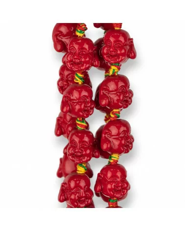 Resina Buddha 15x13mm 20pz Rosso-RESINA A FILO | Worldofjewel.com