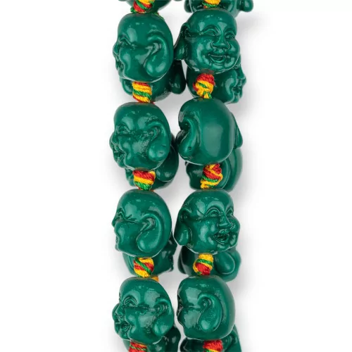 Resin Buddha 15x13mm 20pcs Green