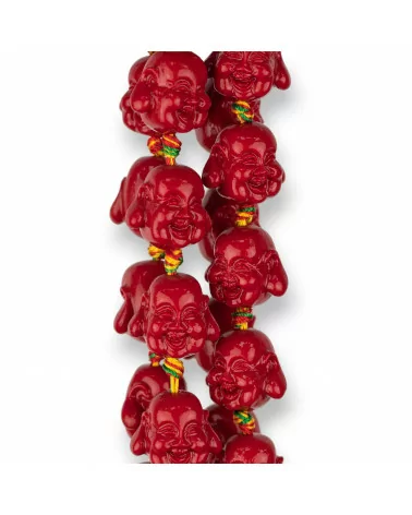 Resina Buddha 18x15mm 20pz Rosso-RESINA A FILO | Worldofjewel.com