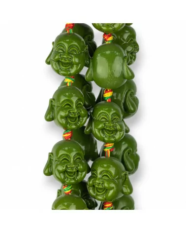 Resina Buddha 20mm 16pz Verde Olive-RESINA A FILO | Worldofjewel.com