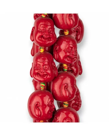 Resina Buddha 20x22mm 15pz Rosso-RESINA A FILO | Worldofjewel.com