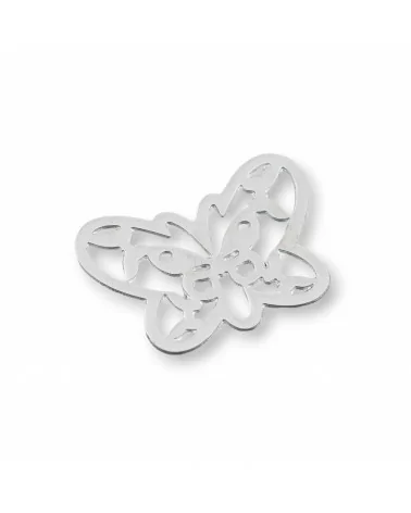 Componente Di Acciaio Farfalla Forata 28x20mm 36pz-CONNETTORI LISCI | Worldofjewel.com