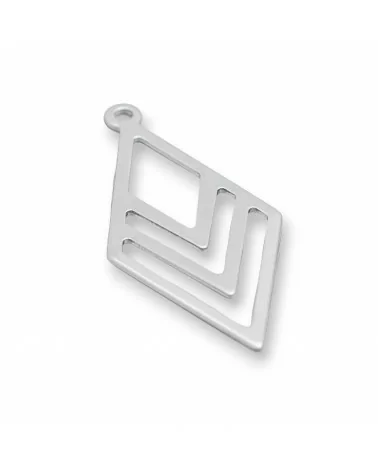 Componente Di Acciaio Rombo Forato Pendente 19x40mm 40pz-CONNETTORI LISCI | Worldofjewel.com