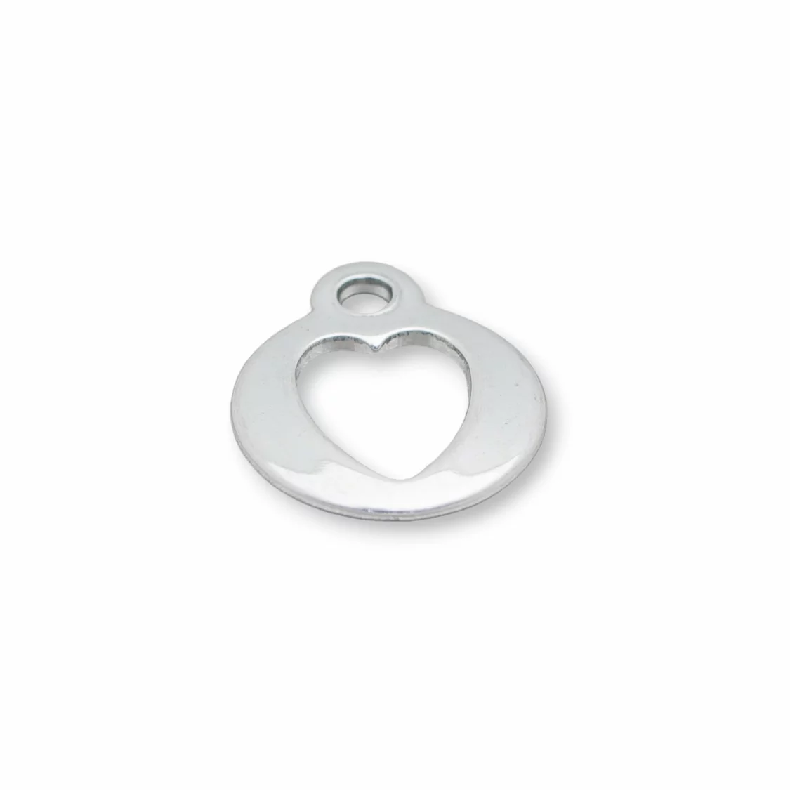 Componente Di Acciaio Tondo Cuore Pendente 13x16mm 72pz-CONNETTORI LISCI | Worldofjewel.com