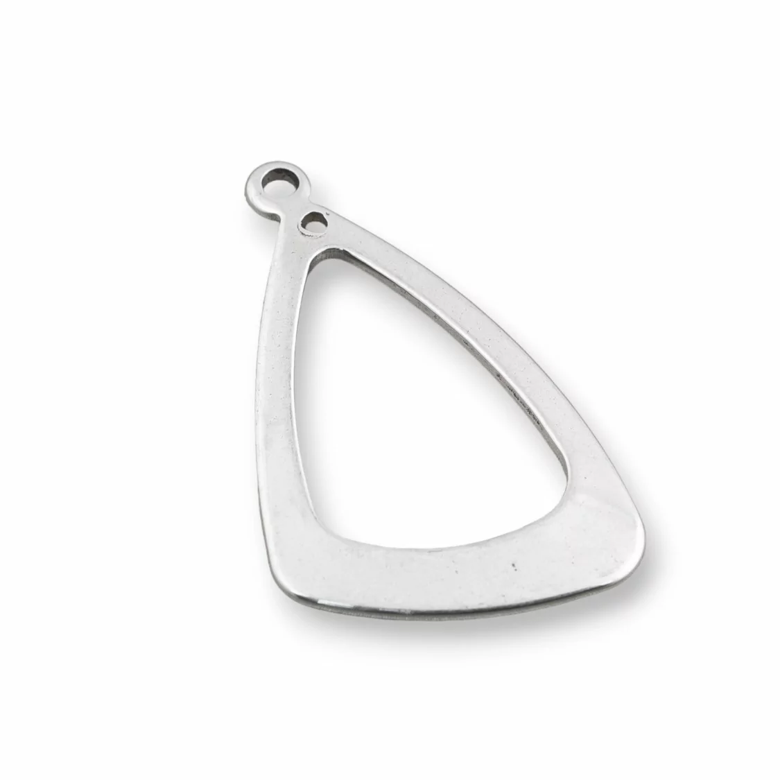 Componente Di Acciaio Triangolo Forato Pendente 20x35mm 40pz-CONNETTORI LISCI | Worldofjewel.com