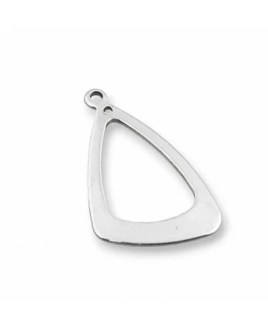 Componente Di Acciaio Triangolo Forato Pendente 20x35mm 40pz-CONNETTORI LISCI | Worldofjewel.com