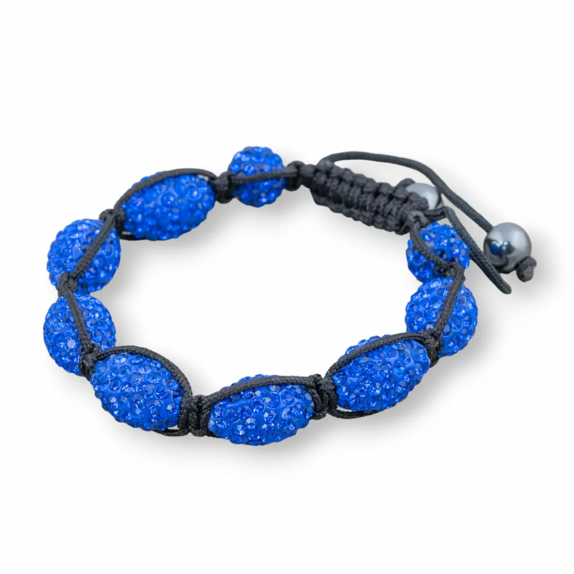 Bracciale Shamballa Con Strass Ovale 11x16mm Blu-BRACCIALI DI CRISTALLI | Worldofjewel.com