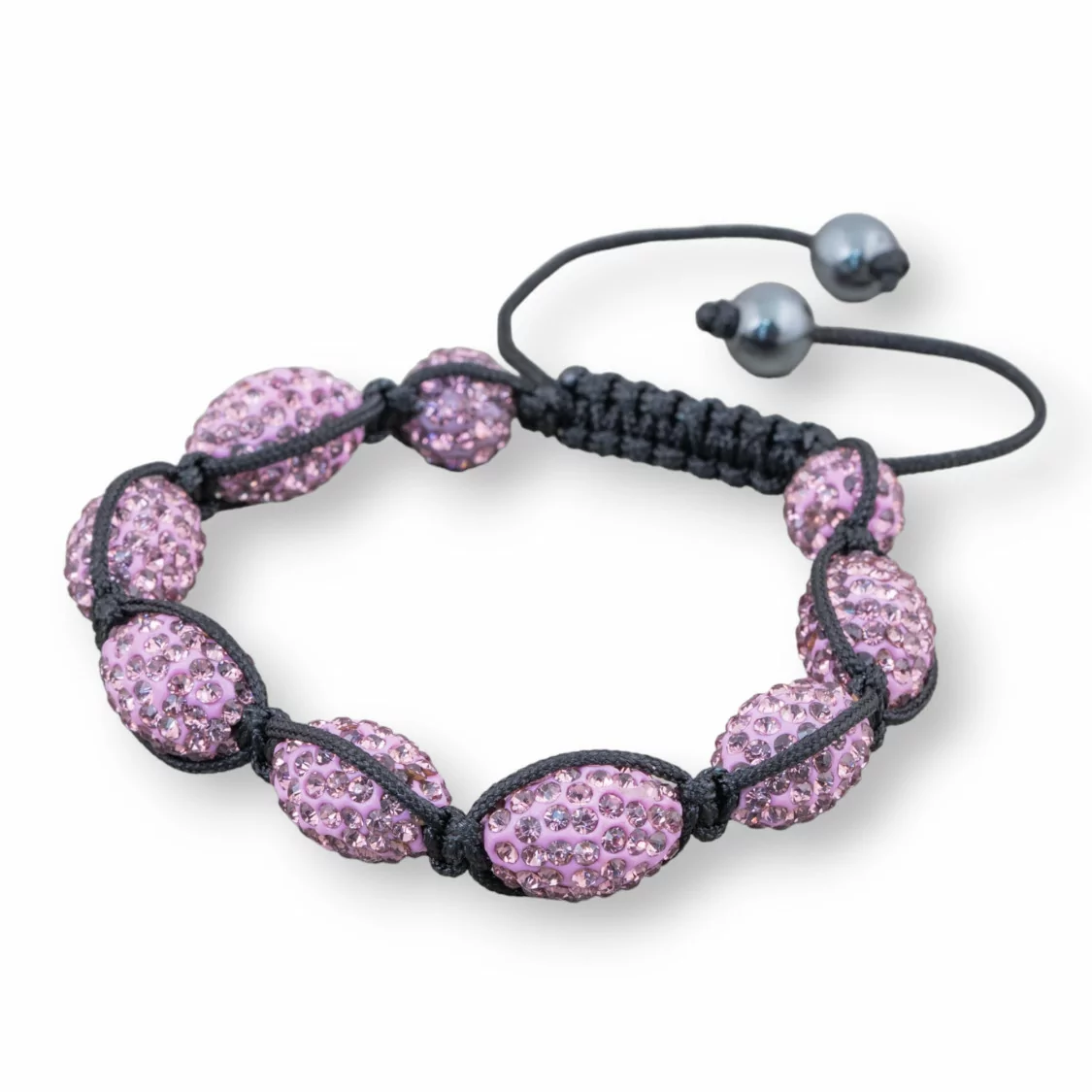 Bracciale Shamballa Con Strass Ovale 11x16mm Cipria-BRACCIALI DI CRISTALLI | Worldofjewel.com