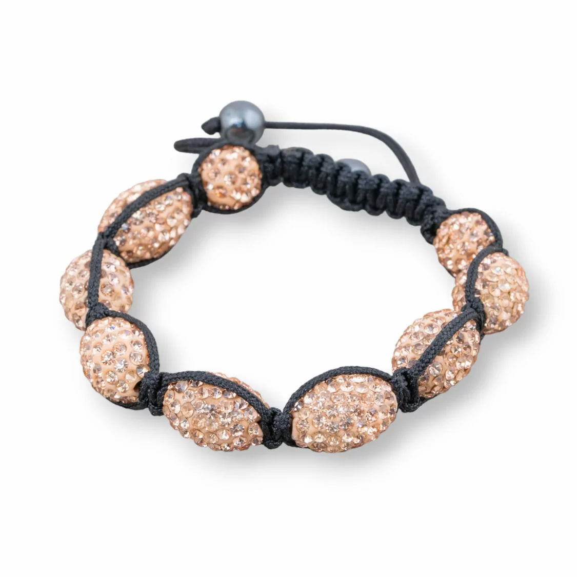 Bracciale Shamballa Con Strass Ovale 11x16mm Pesca-BRACCIALI DI CRISTALLI | Worldofjewel.com