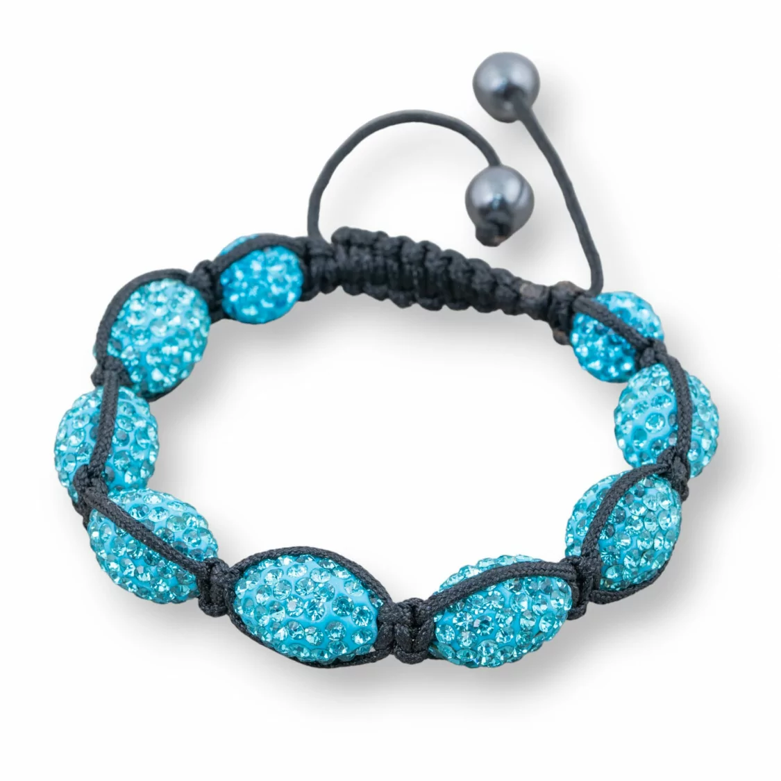 Bracciale Shamballa Con Strass Ovale 11x16mm Turchese-BRACCIALI DI CRISTALLI | Worldofjewel.com