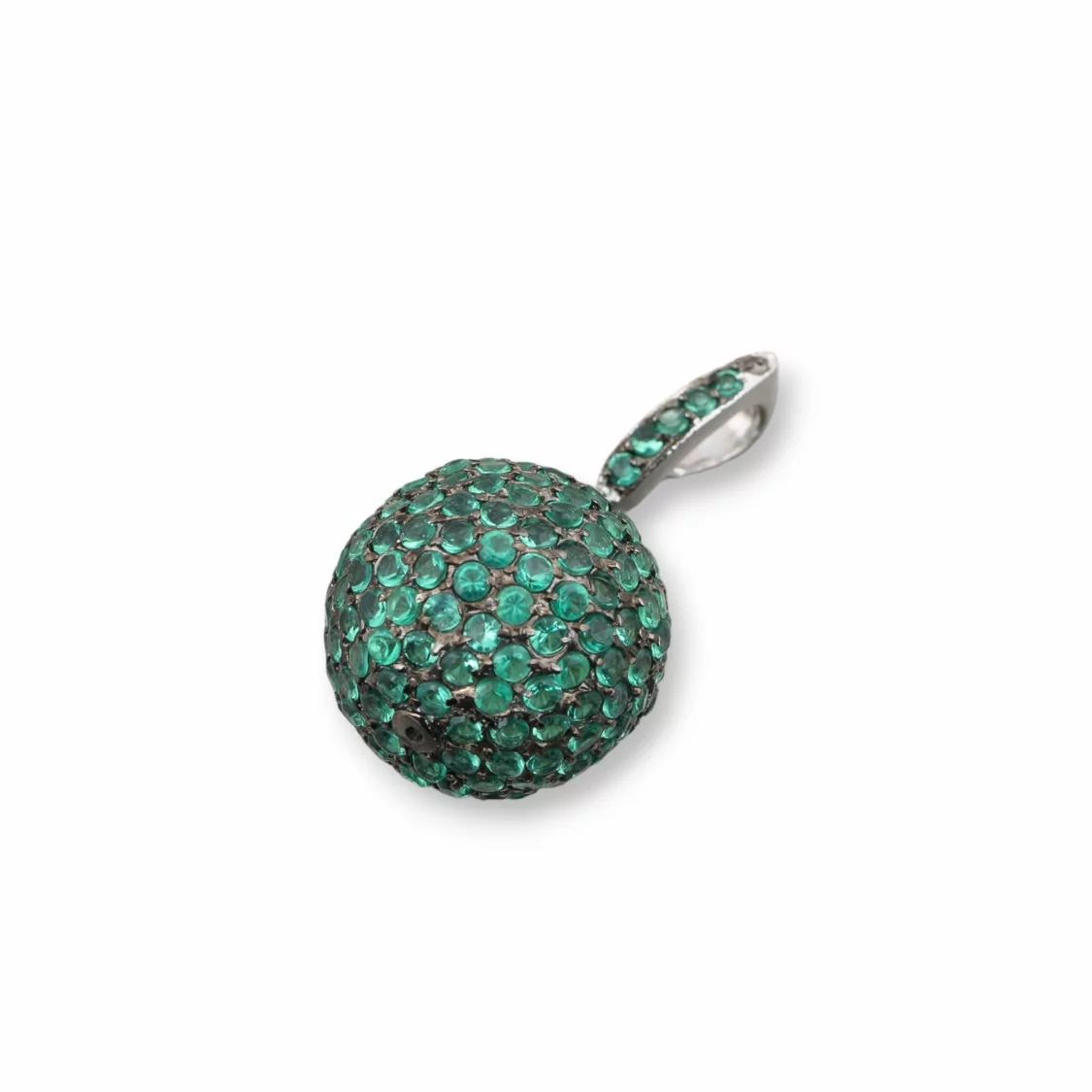 Ciondolo Pendente Di Argento 925 Con Zirconi MicroPave Verde 14x25mm-ARGENTO 925 DESIGN ITALY | Worldofjewel.com