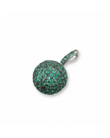 Ciondolo Pendente Di Argento 925 Con Zirconi MicroPave Verde 14x25mm-ARGENTO 925 DESIGN ITALY | Worldofjewel.com