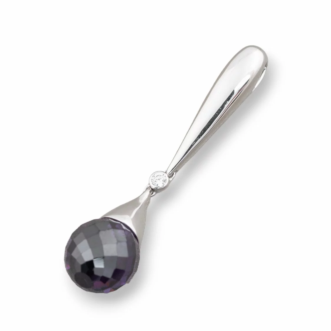 Ciondolo Pendente Di Argento 925 Con Zirconi Viola 12x51mm-ARGENTO 925 DESIGN ITALY | Worldofjewel.com