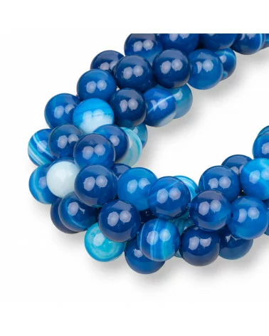 Agata Blu Intenso Striata Tondo Liscio 16mm-AGATA BLU | Worldofjewel.com