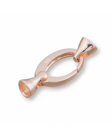 Chiusura Di Argento 925 Gancio A Molla Ovale Con Coppette 10x26mm 3pz Oro Rosa-CHIUSURE DI ARGENTO | Worldofjewel.com