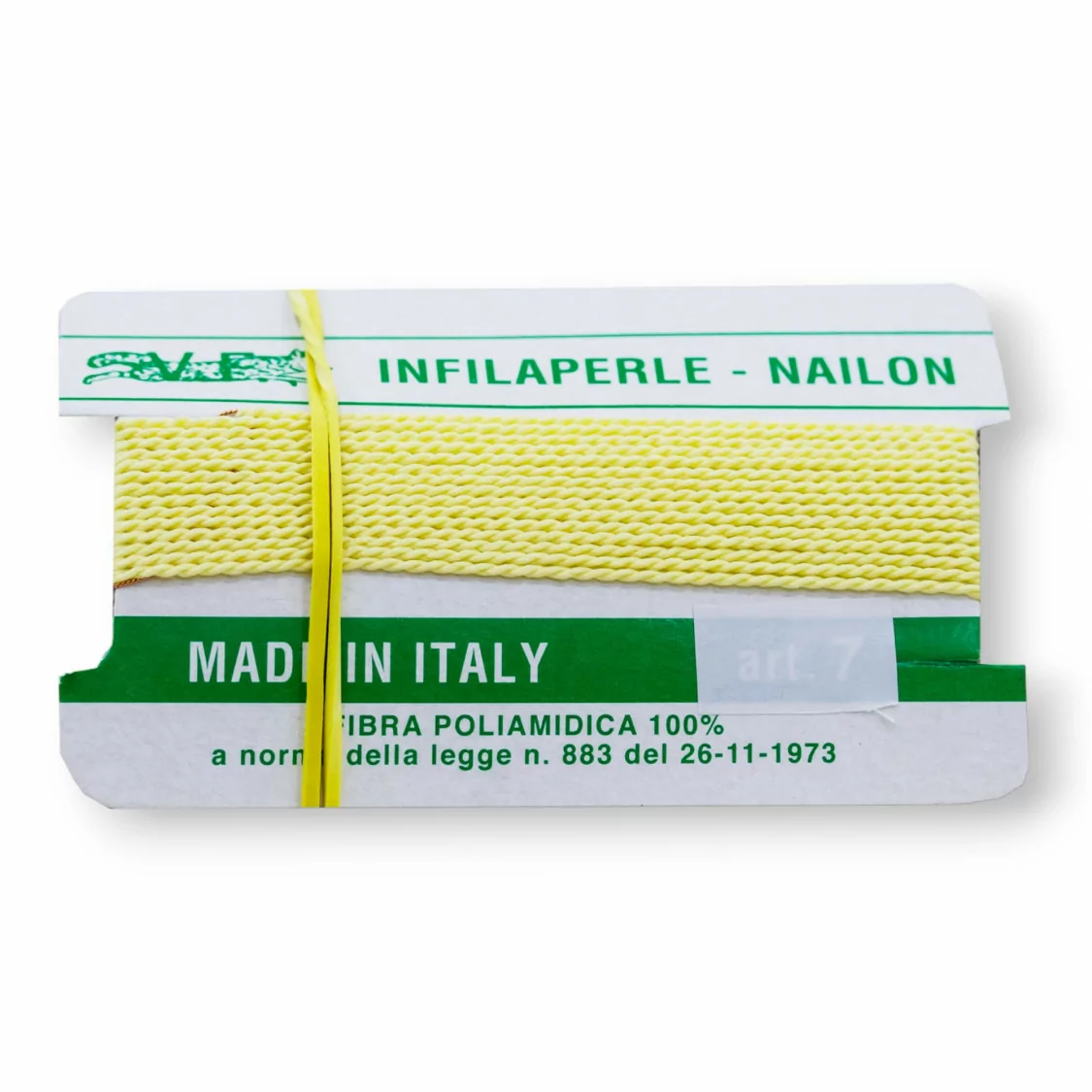 Filo Infilaperle Di Fibra Poliamidica 12pz ART110 Paglia Giallo Misura 2-ART 110 PAGLIA | Worldofjewel.com