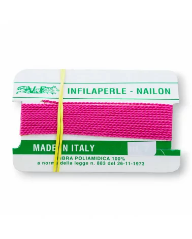 Filo Infilaperle Di Fibra Poliamidica 12pz ART145 Fucsia Misura 1-ART 145 FUCSIA | Worldofjewel.com