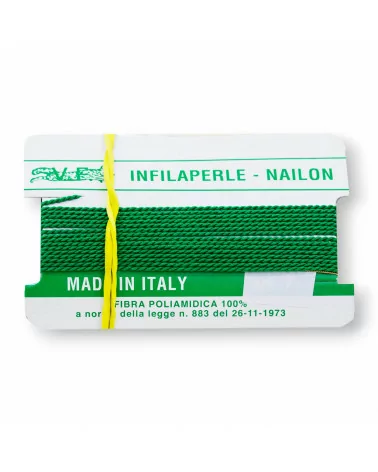 Filo Infilaperle Di Fibra Poliamidica 12pz ART320 Smeraldo Verde Misura 5-ART 320 SMERALDO | Worldofjewel.com